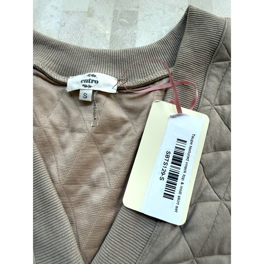 ENTRO Anthropologie Quilted Sleeveless Crop Vest Womens Jacket Beige NWT Sz S - Picture 4 of 6